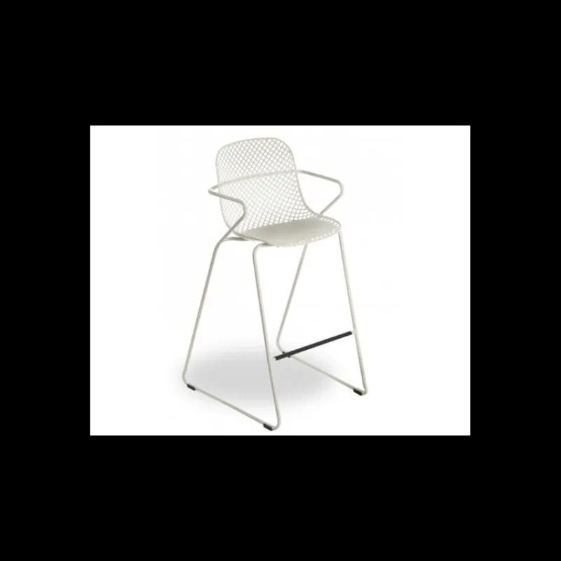 GROSFILLEX Mobilier Terrasse Restaurant|Tabouret en Acier avec Assise Résine Crème Absolute Ramatuelle 73’