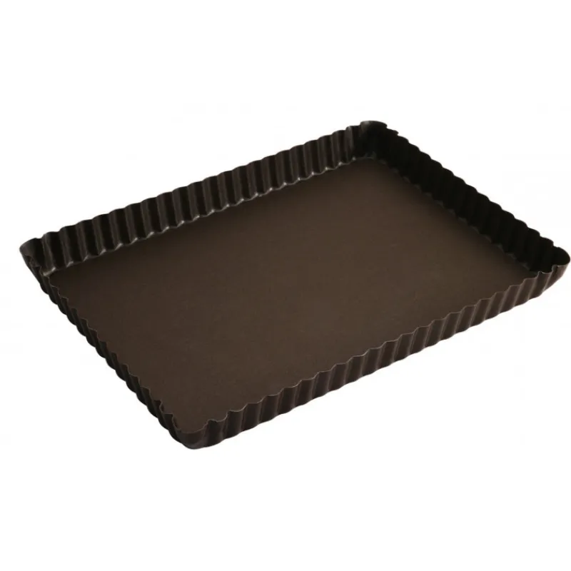 GOBEL Moule Anti-adhésif|Moules À Gâteaux|Tarte rectangulaire bord cannelé fond fixe