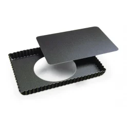 GOBEL Moule Anti-adhésif|Moules À Gâteaux|Tarte rectangulaire fond mobile bord cannelé