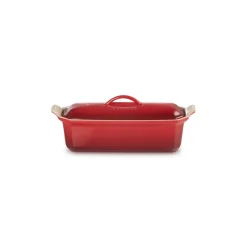 LE CREUSET Terrines|Terrine Rectangulaire avec presse 28 cm Cerise céramique