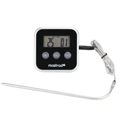 MASTRAD Thermomètre De Cuisine|Thermomètre Cuisson à Sonde Inox M Square