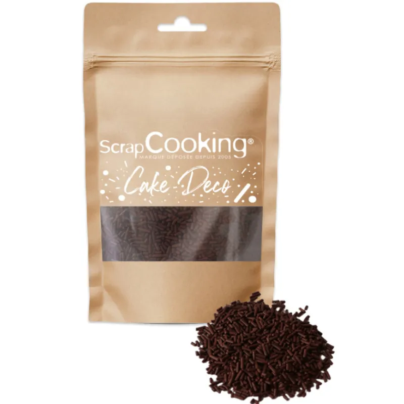 SCRAPCOOKING Décoration Comestible|Vermicelles Chocolat Noir en Sucre 70 g