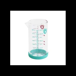 PEBBLY Verre Doseur|Verre Doseur en Verre et Silicone 200 ml Bleu