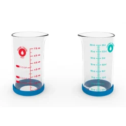 PEBBLY Verre Doseur|Verre Doseur en Verre et Silicone 200 ml Bleu