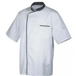 ROBUR Veste De Cuisine|Veste de Cuisine Mixte Blanche/Parement Gris ENERGY T.1